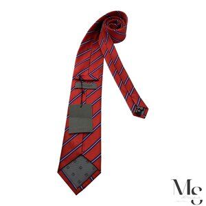 LAURA BIAGIOTTI Red Striped Luxury Silk Tie Made In Italy W: 3.25" NWT